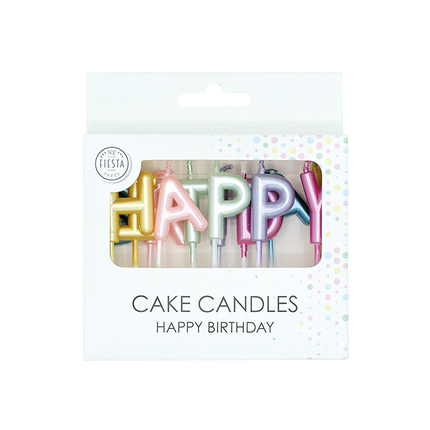 Bougies colorées « Happy Birthday » aux tons pastel
