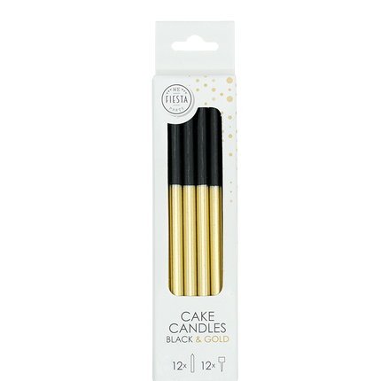 Bougies noires et dorées teintes par immersion, 9,5 cm, lot de 12