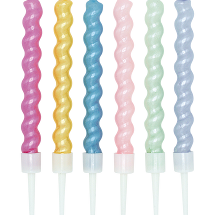 Bougies colorées en forme de spirale, 8 cm, lot de 6