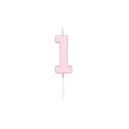 Bougie « 1 an », rose pastel, 4,5 cm