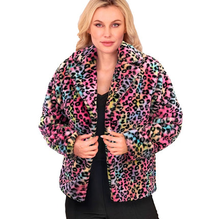 Manteau de fourrure pour dames Peluche Léopard Multi