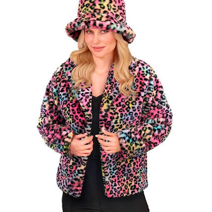 Manteau de fourrure pour dames Peluche Léopard Multi