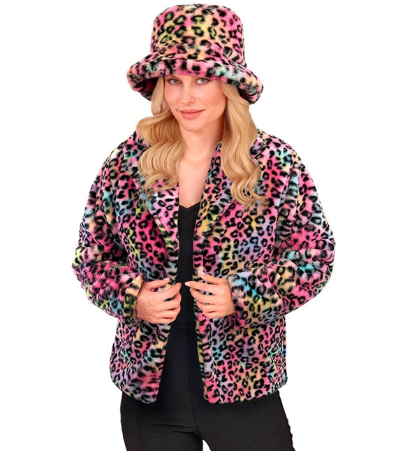 Manteau de fourrure pour dames Peluche Léopard Multi