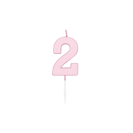 Bougie « 2 ans » rose pastel, 4,5 cm