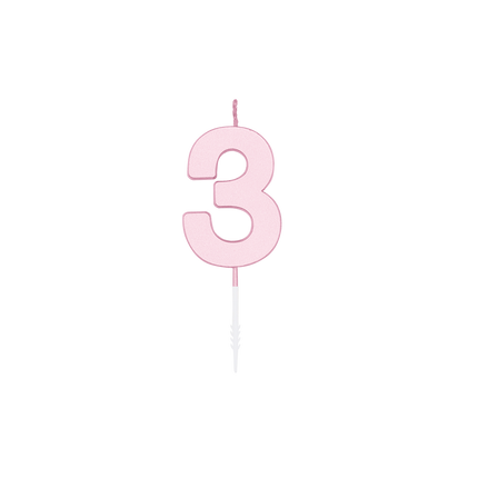 Bougie « 3 ans » rose pastel, 4,5 cm