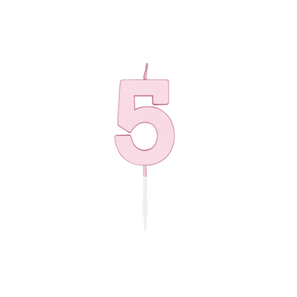 Bougie « 5 ans » rose pastel, 4,5 cm