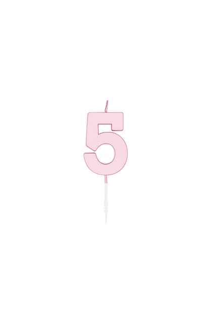 Bougie « 5 ans » rose pastel, 4,5 cm