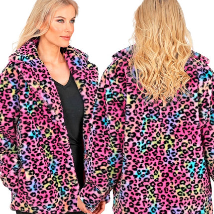 Manteau de fourrure Plush Multi Leopard