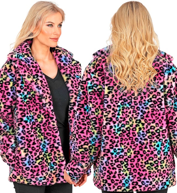 Manteau de fourrure Plush Multi Leopard