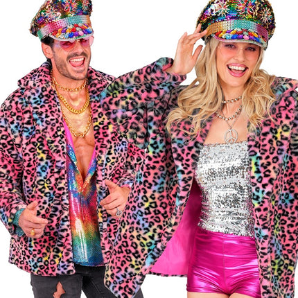 Manteau de fourrure Plush Multi Leopard