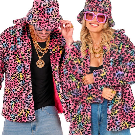 Manteau de fourrure Plush Multi Leopard