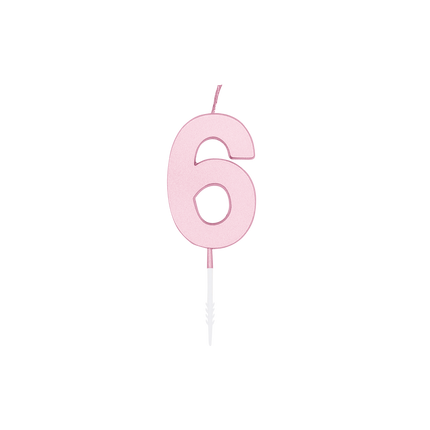 Bougie « 6 ans » rose pastel, 4,5 cm