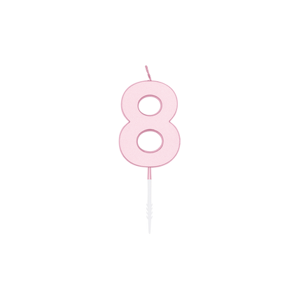 Bougie « 8 ans » rose pastel, 4,5 cm