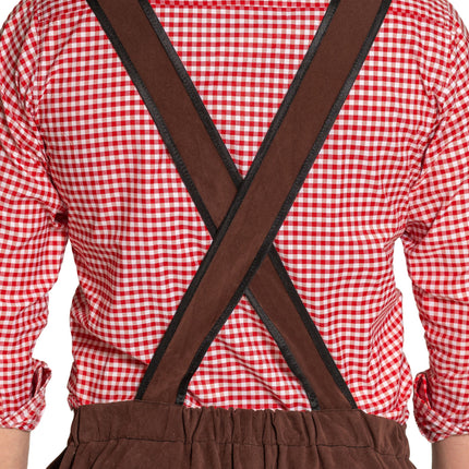 Lederhose Johann avec bretelles réglables Marron foncé Long