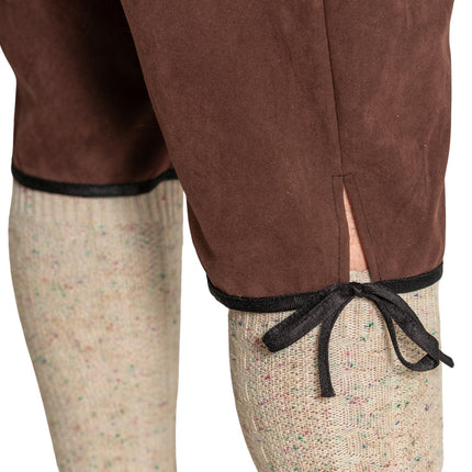 Lederhose Johann avec bretelles réglables Marron foncé Long