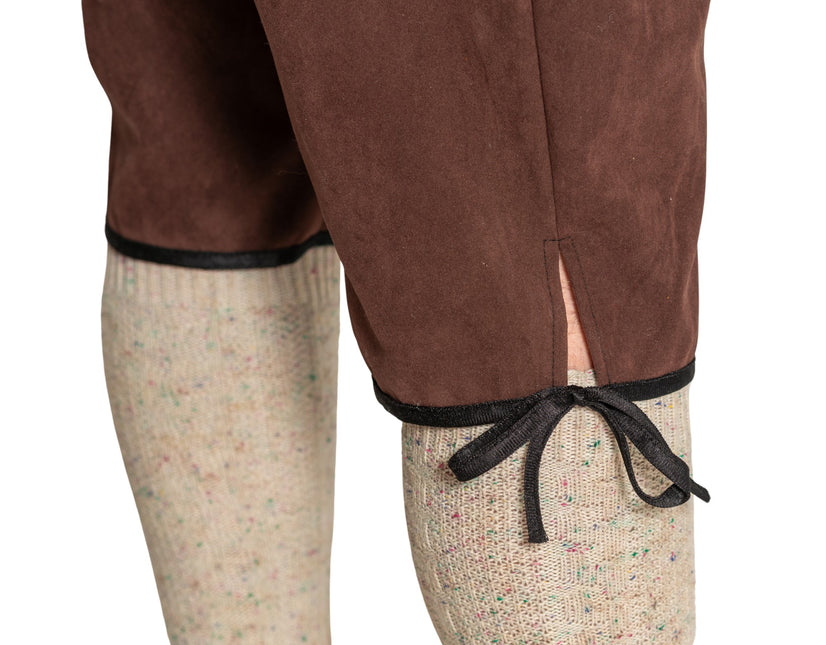 Lederhose Johann avec bretelles réglables Marron foncé Long