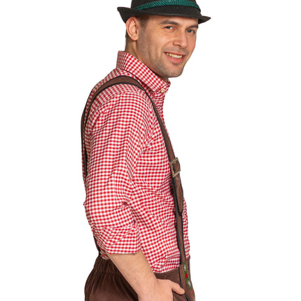 Lederhose Johann avec bretelles réglables Marron foncé Long