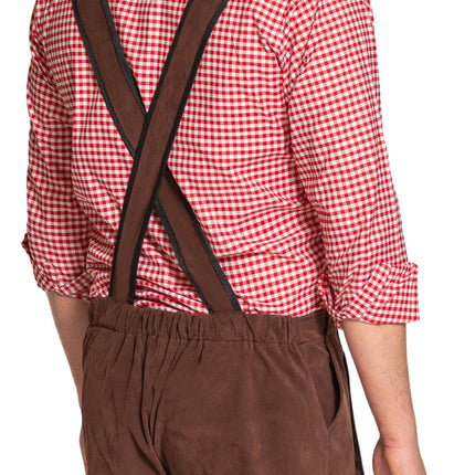 Lederhose Johann avec bretelles réglables Marron foncé Long