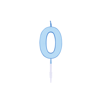 Bougie « 0 ans » bleu pastel, 4,5 cm