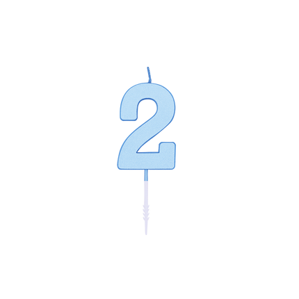 Bougie « 2 ans », bleu pastel, 4,5 cm