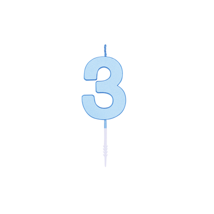 Bougie « 3 ans » bleu pastel, 4,5 cm