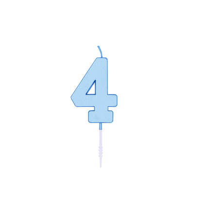 Bougie « 4 ans » bleu pastel, 4,5 cm
