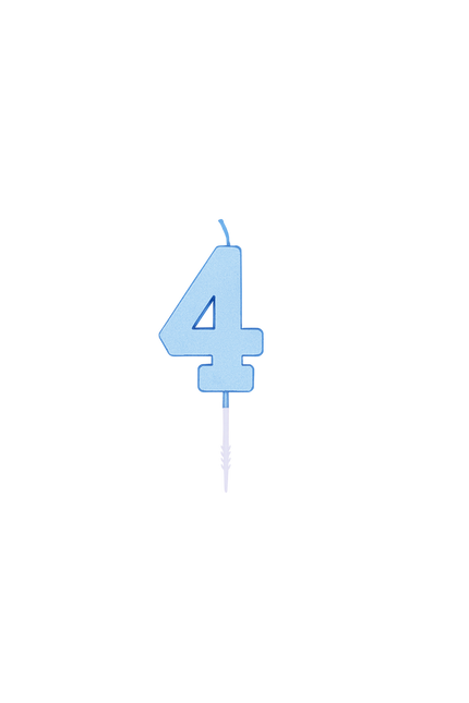 Bougie « 4 ans » bleu pastel, 4,5 cm