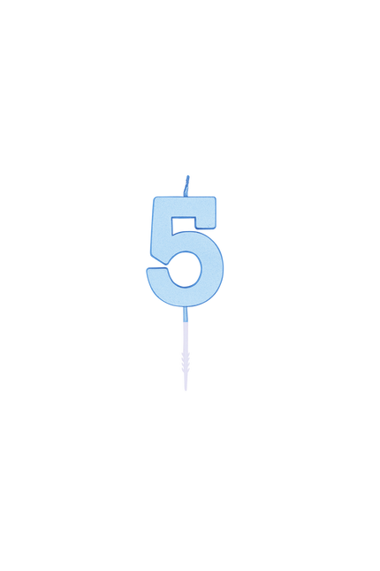 Bougie « 5 ans », bleu pastel, 4,5 cm