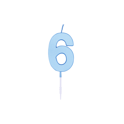 Bougie « 6 ans » bleu pastel, 4,5 cm