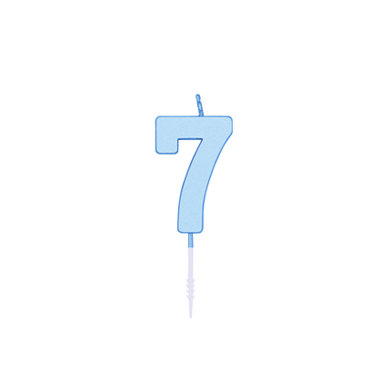 Bougie « 7 ans », bleu pastel, 4,5 cm