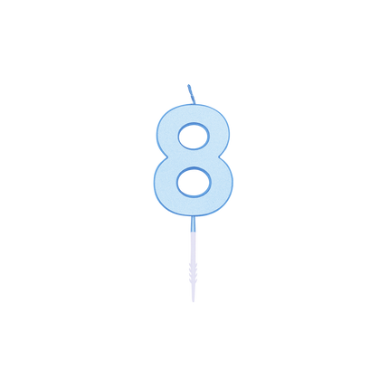 Bougie « 8 ans » bleu pastel, 4,5 cm