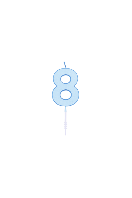 Bougie « 8 ans » bleu pastel, 4,5 cm