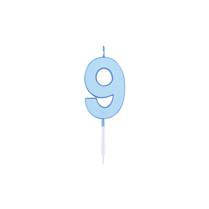 Bougie « 9 ans » bleu pastel, 4,5 cm