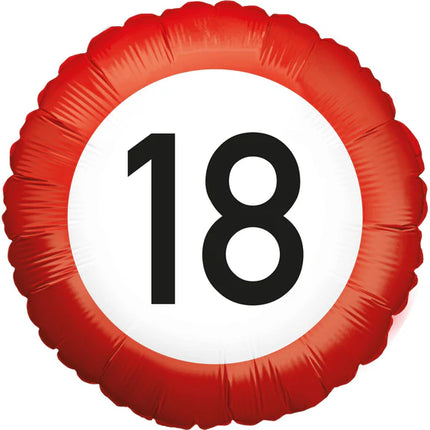 Panneau de signalisation « 18 ans » avec ballon à l'hélium (vide), 45 cm
