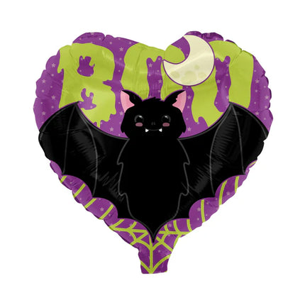 Ballon d'hélium d'Halloween en forme de cœur et de chauve-souris, non gonflé, 45 cm