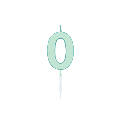 Bougie « 0 ans » vert menthe pastel, 4,5 cm