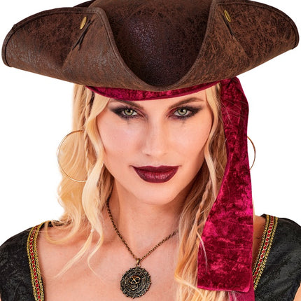 TRICORNE EN CUIR BRUN ALTÉRÉ