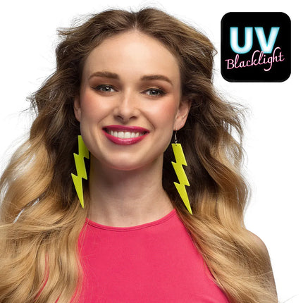 Paire de boucles d'oreilles Flash jaune fluo UV