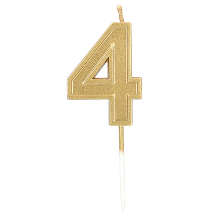 Petite bougie « Elegant 4 » dorée sur tige (3 x 4,2 x 0,7 cm)