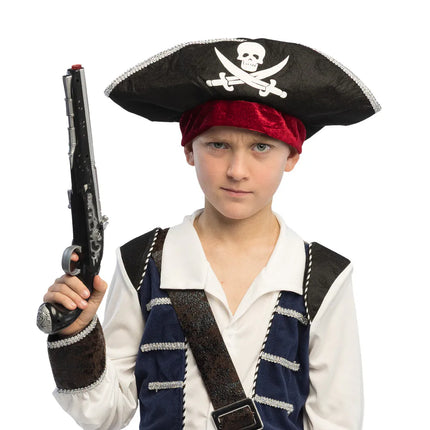 Zwart Zilveren Nep Pistool 35cm