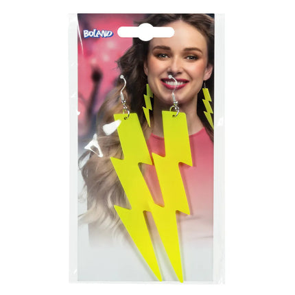 Paire de boucles d'oreilles Flash jaune fluo UV
