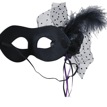 Masque oculaire noir à paillettes fleuries