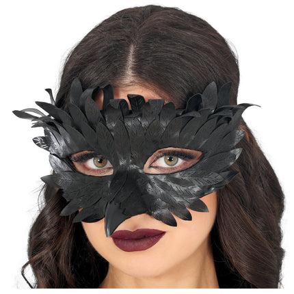 Masque pour les yeux noir avec des plumes