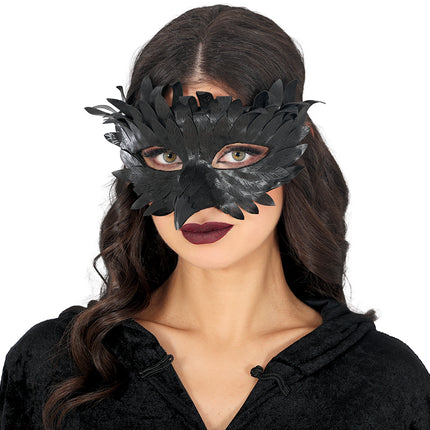 Masque pour les yeux noir avec des plumes