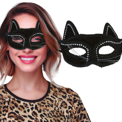 Masque yeux de chat noir adulte