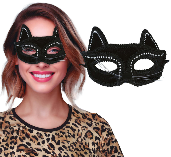 Masque yeux de chat noir adulte