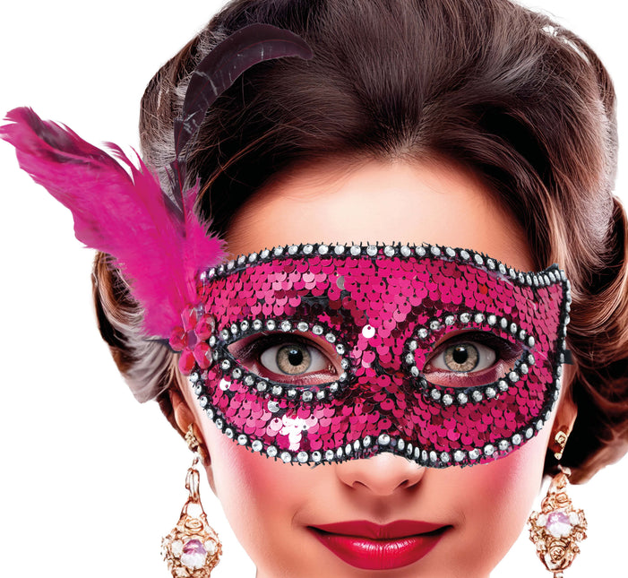 Masque pour les yeux roses Plumes Adulte