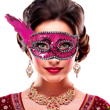 Masque pour les yeux roses Plumes Adulte