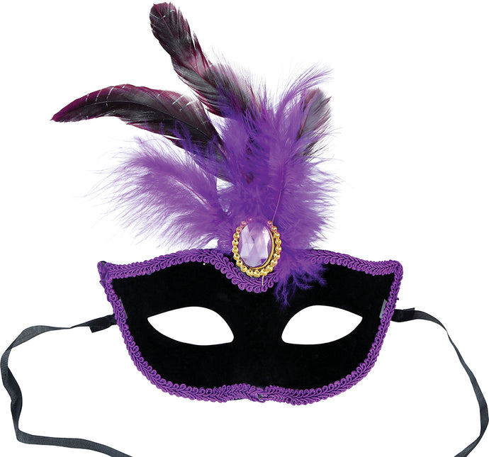 Masque noir avec plumes lilas, adulte
