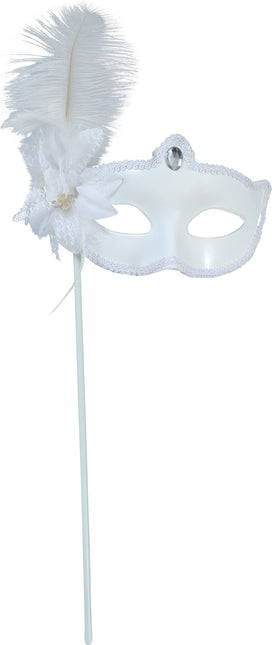 Antifaz blanco con palo, adulta